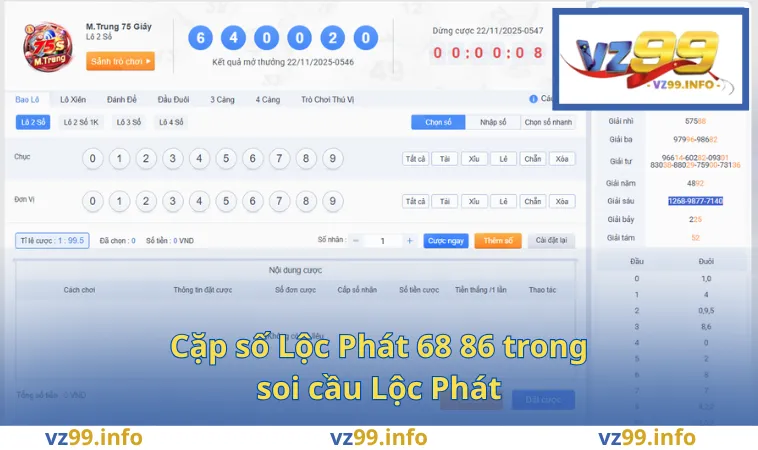 Cặp số Lộc Phát 68 86 trong soi cầu Lộc Phát