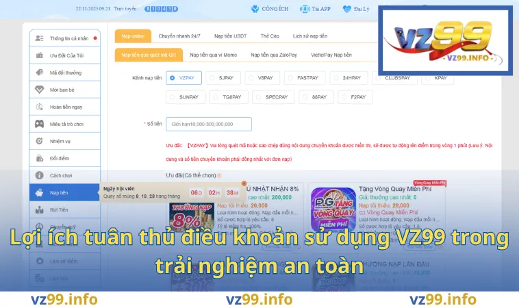 Lợi ích tuân thủ điều khoản sử dụng VZ99 trong trải nghiệm an toàn