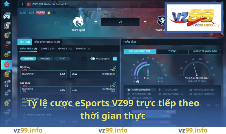 E-Sports VZ99 2 Tỷ lệ cược eSports VZ99 trực tiếp theo thời gian thực