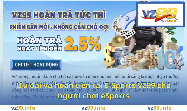E-Sports VZ99 3 Ưu đãi và hoàn tiền tại E-Sports VZ99 cho người chơi eSports